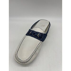 Armando Arcangeli White & Navy Leather Mule Size 39